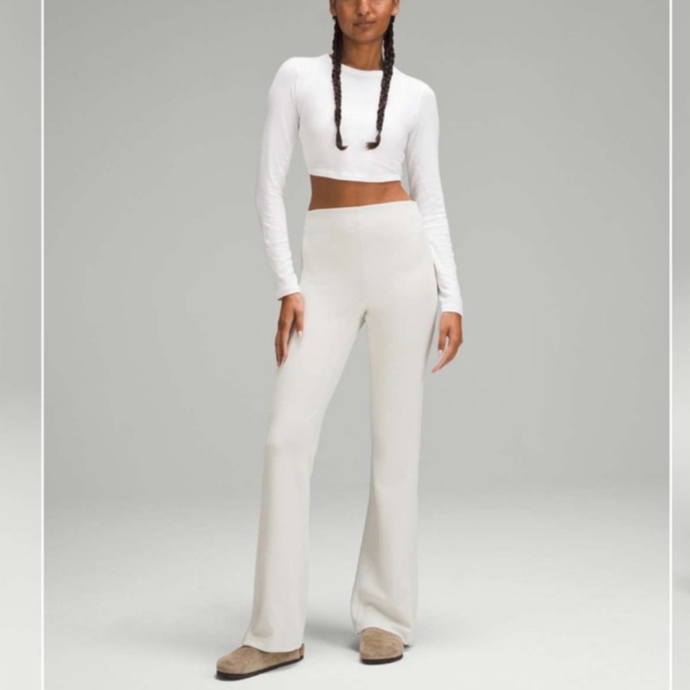 Lululemon brushed softstreme bone zip flare pants NWT 32.5”